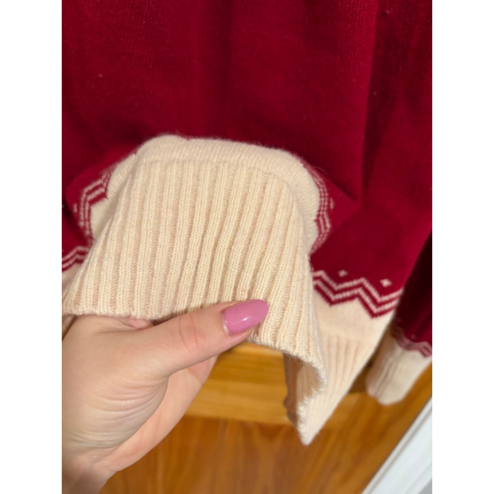 Kiel James Patrick Cabin Sweater Wool Fair Isle Christmas Trees Cozy L - Picture 4 of 9